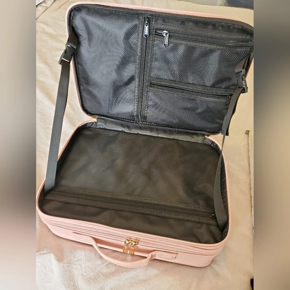 Pink Makeup Organizer with Adjustable Dividers